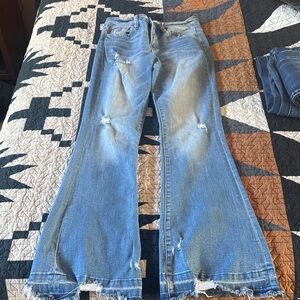 Vervet Distressed Flare Jeans in Light Blue